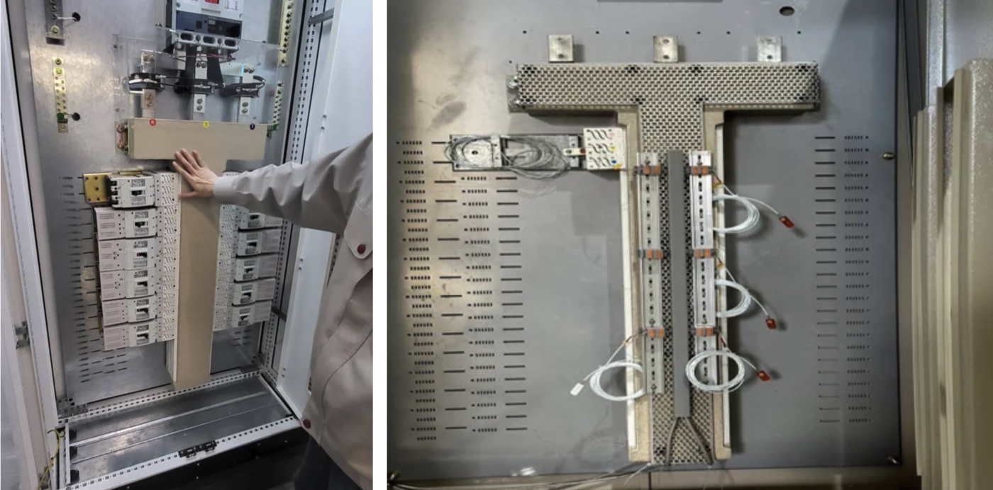 Low-Voltage Distribution Panel — 3-Phase Busbar Spot Monitoring — field installation photo