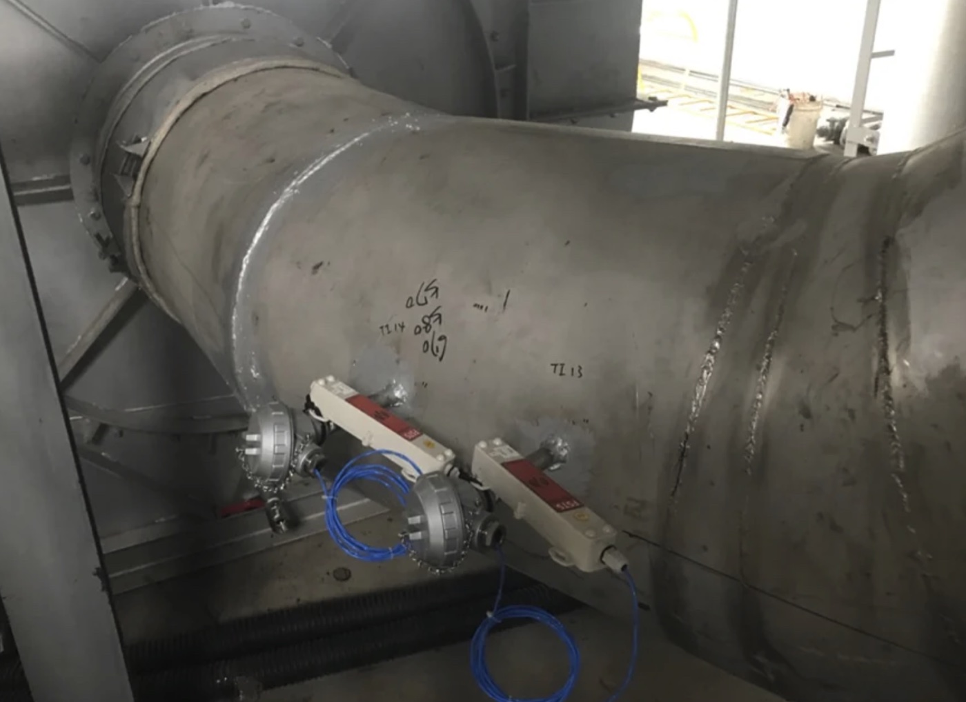 High-Temp Exhaust Stack — Thermal & Leak Monitoring — field installation photo